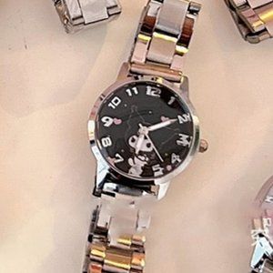 Women's Watches KuromiStainless Steel Black Face Large Face & Thick Band